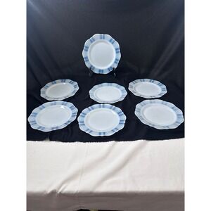 7 MacBeth Evans American Sweetheart Monax Opalescent 7.5"luncheon salad etched